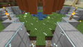 The farm activated, with bonemeal planted beneath the dirt. The water washes the flowers into the collection system